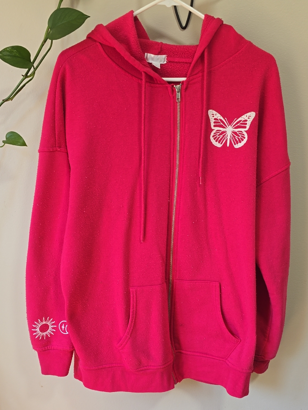 Pink Butterfly Zip-Up Hoodie - Unbranded